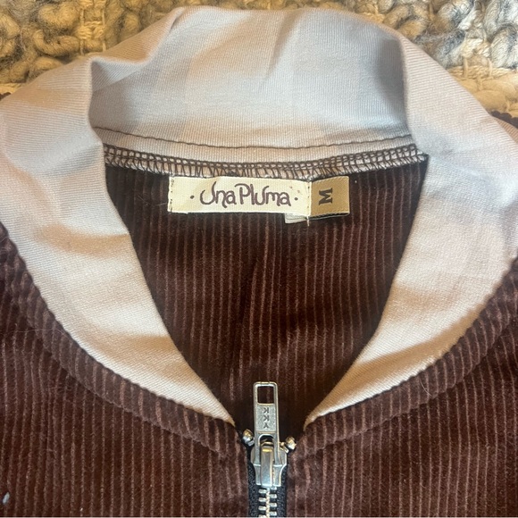 Brown Corduroy Bomber Jacket - Zip Front - Picture 5 of 9